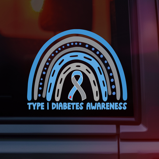 Type 1 Diabetes Awareness Rainbow Car Decal