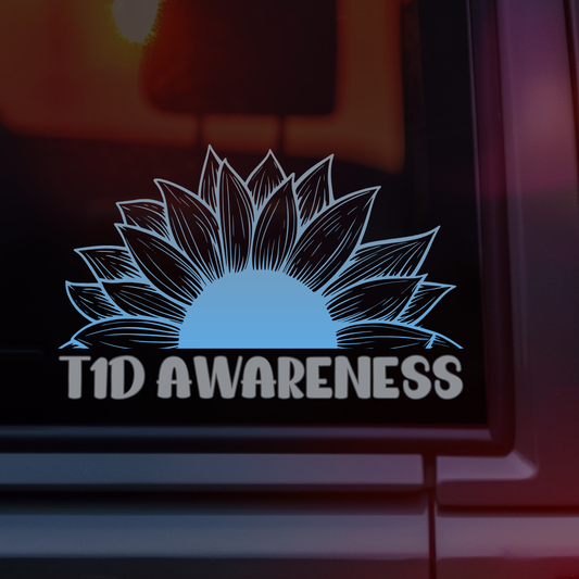 T1D Awareness Sunflower Car Decal