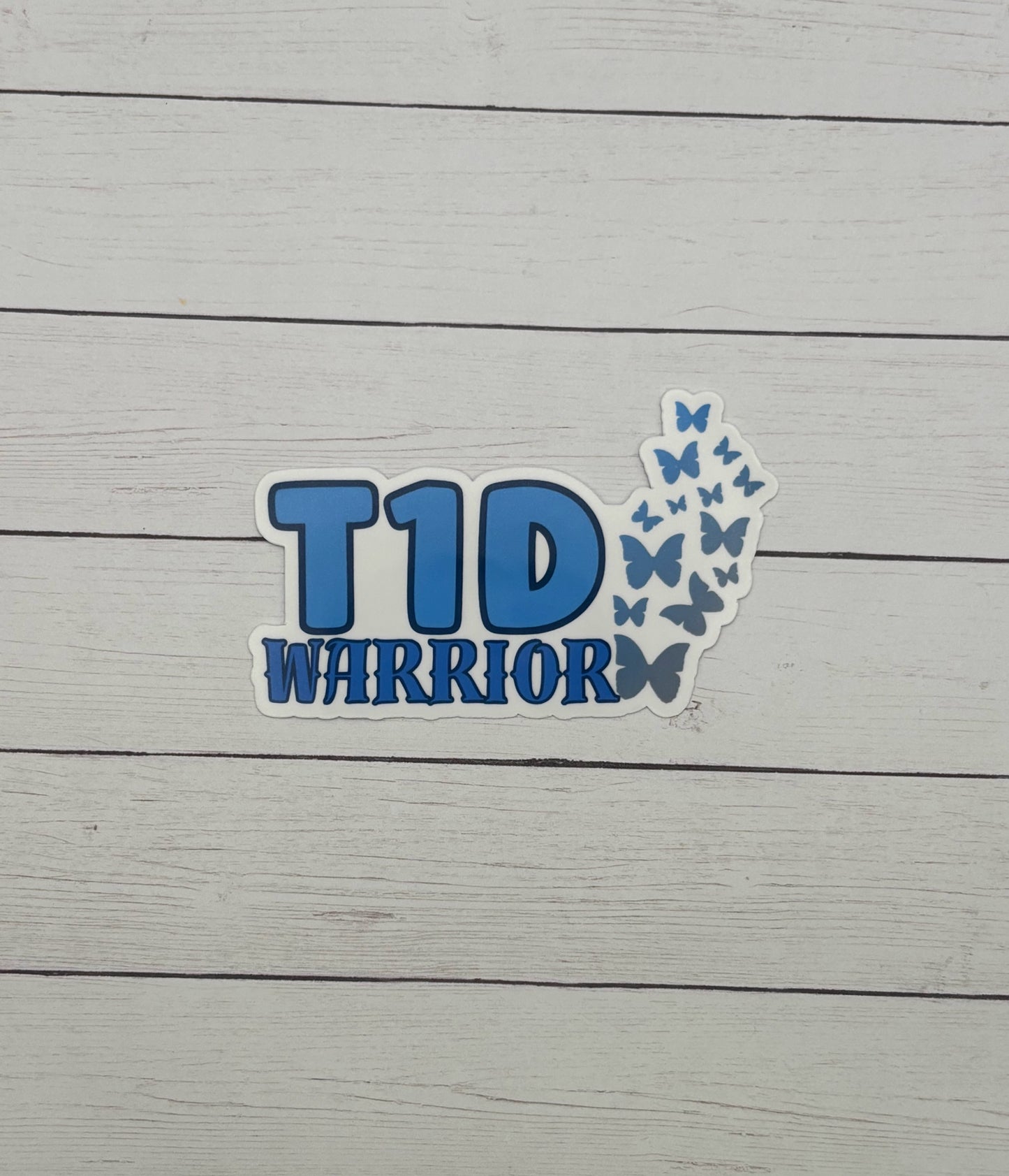 T1D Warrior with Butterflies Design Sticker