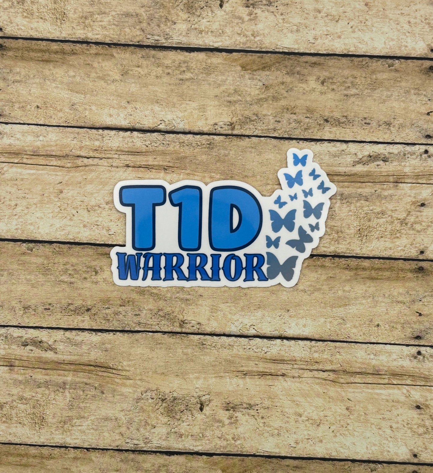 T1D Warrior with Butterflies Design Sticker