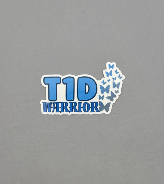 T1D Warrior with Butterflies Design Sticker
