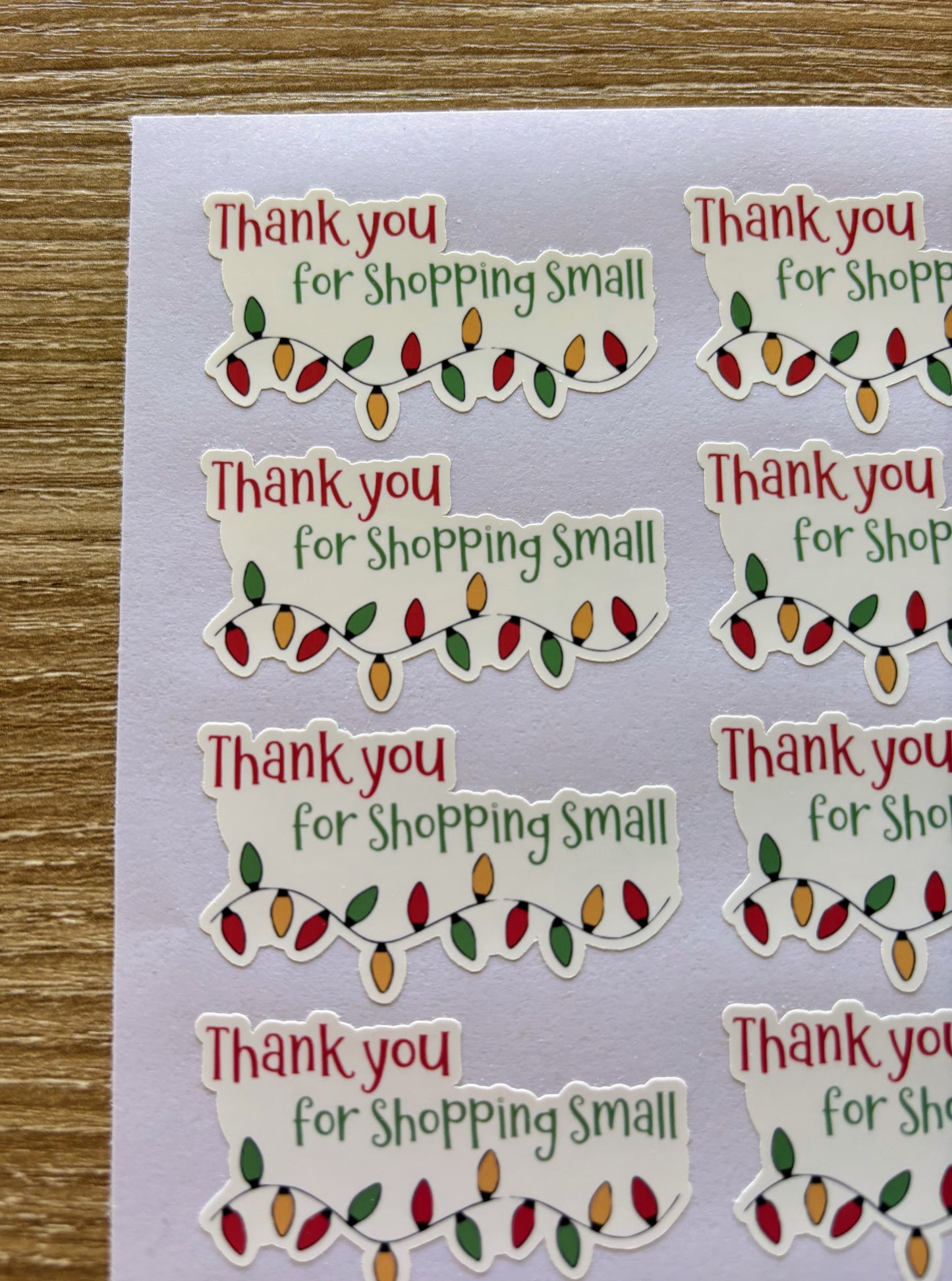 Thank you for Shopping Small Christmas Lights - Holiday Packaging Stickers