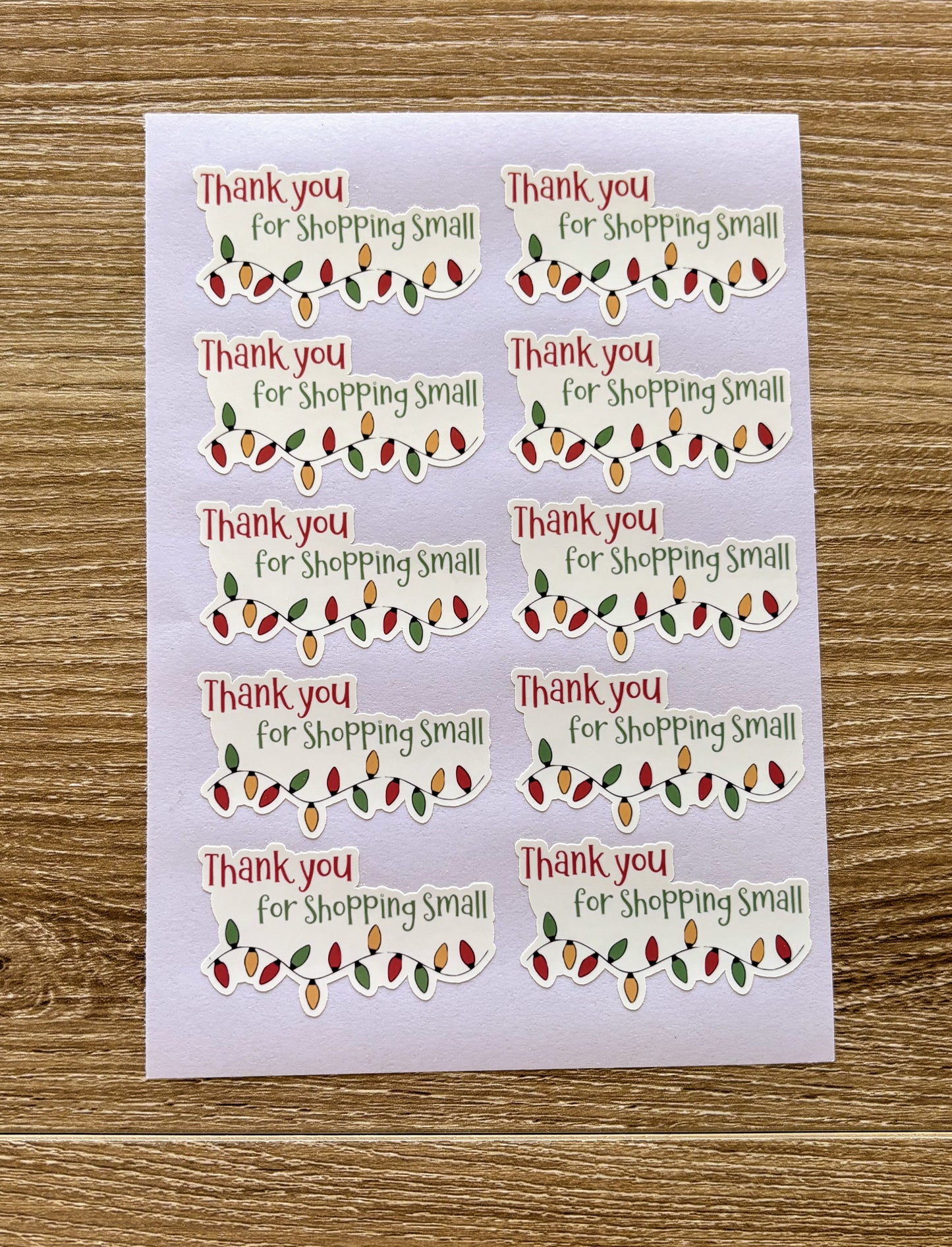 Thank you for Shopping Small Christmas Lights - Holiday Packaging Stickers