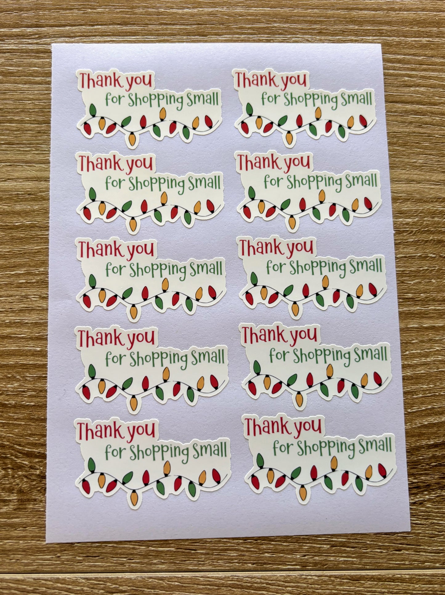 Thank you for Shopping Small Christmas Lights - Holiday Packaging Stickers