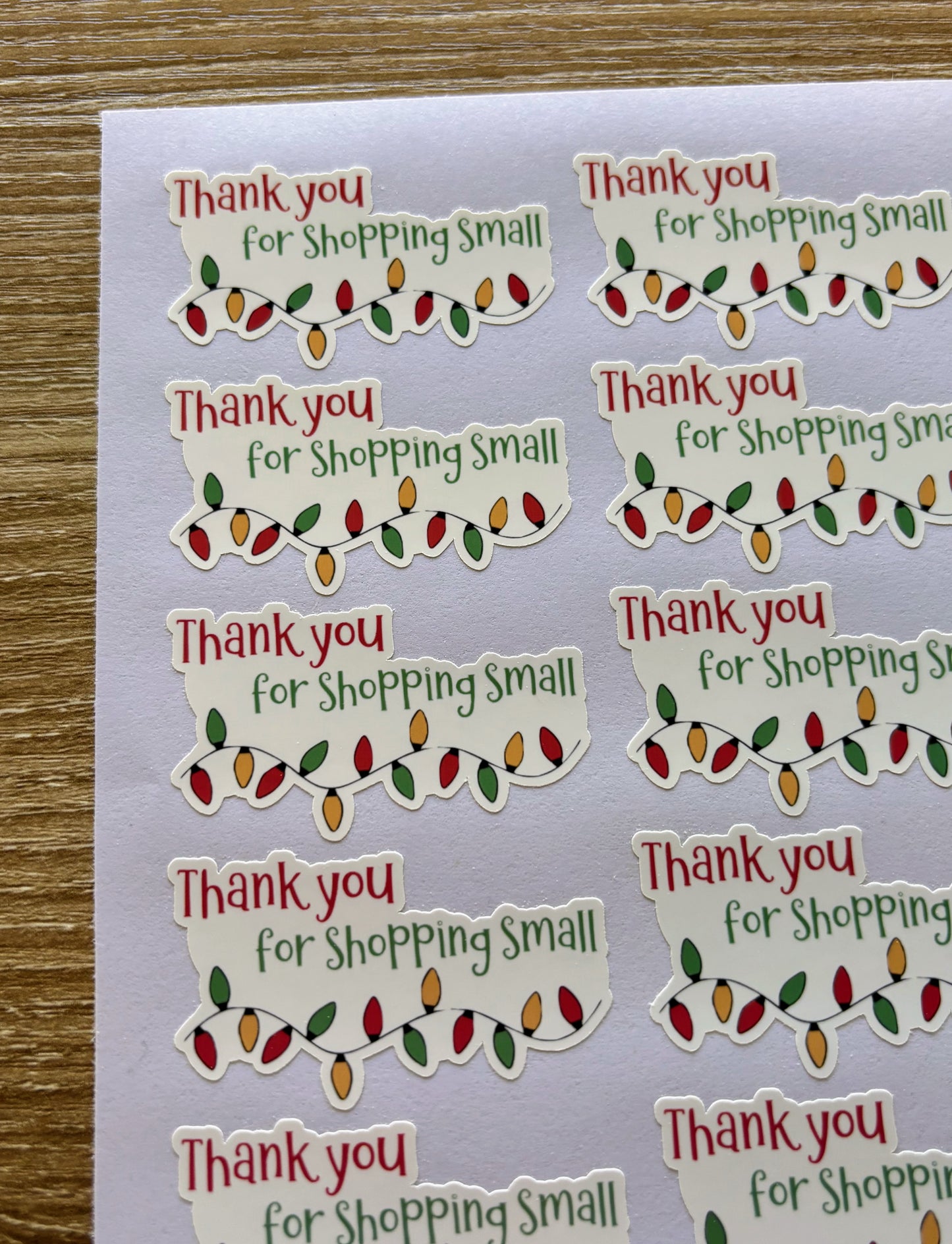 Thank you for Shopping Small Christmas Lights - Holiday Packaging Stickers