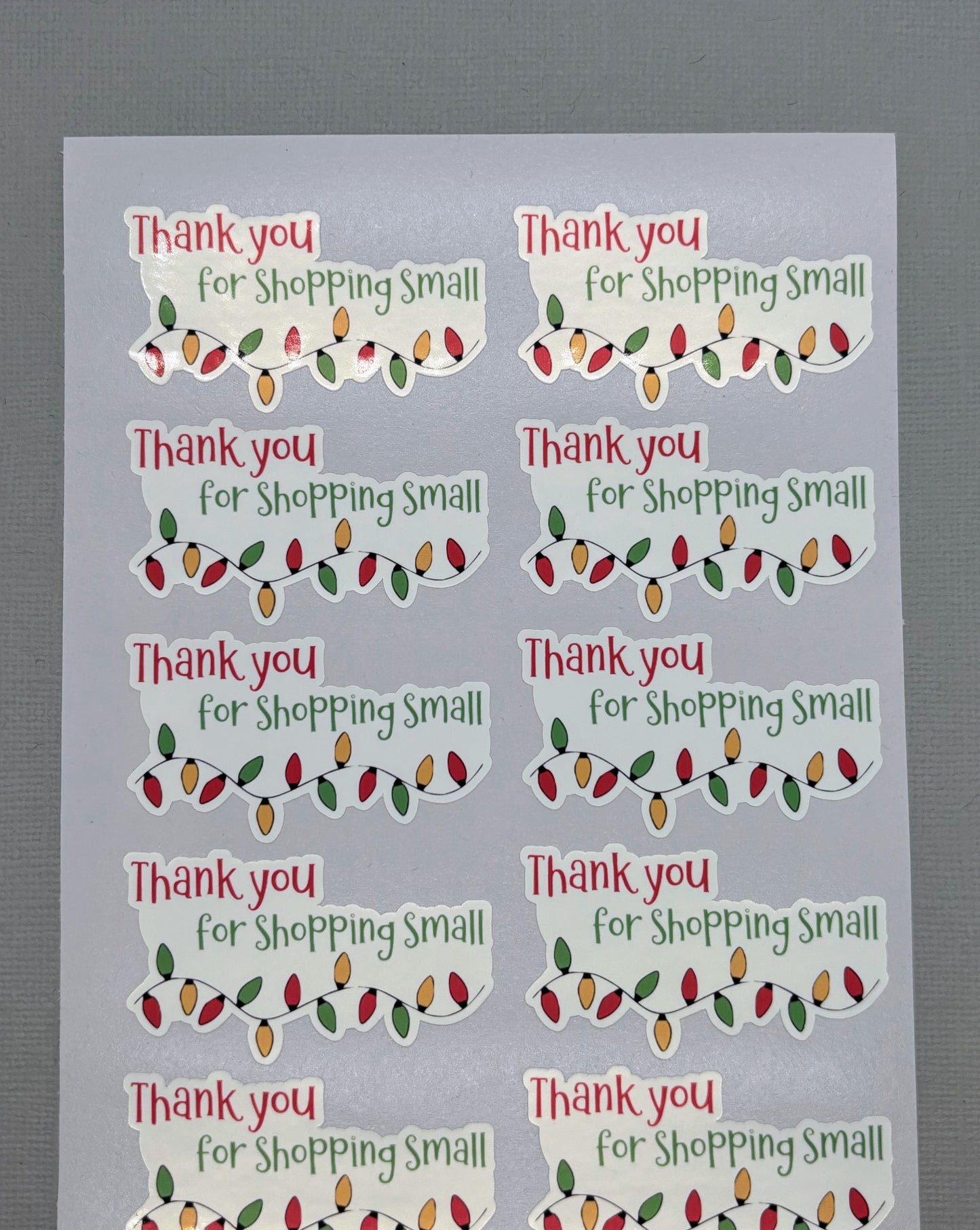 Thank you for Shopping Small Christmas Lights - Holiday Packaging Stickers