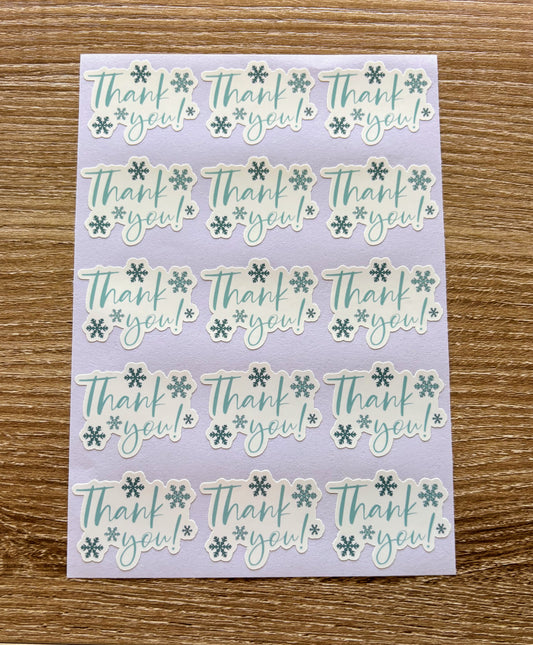 Thank you with Snowflakes - Packaging Stickers