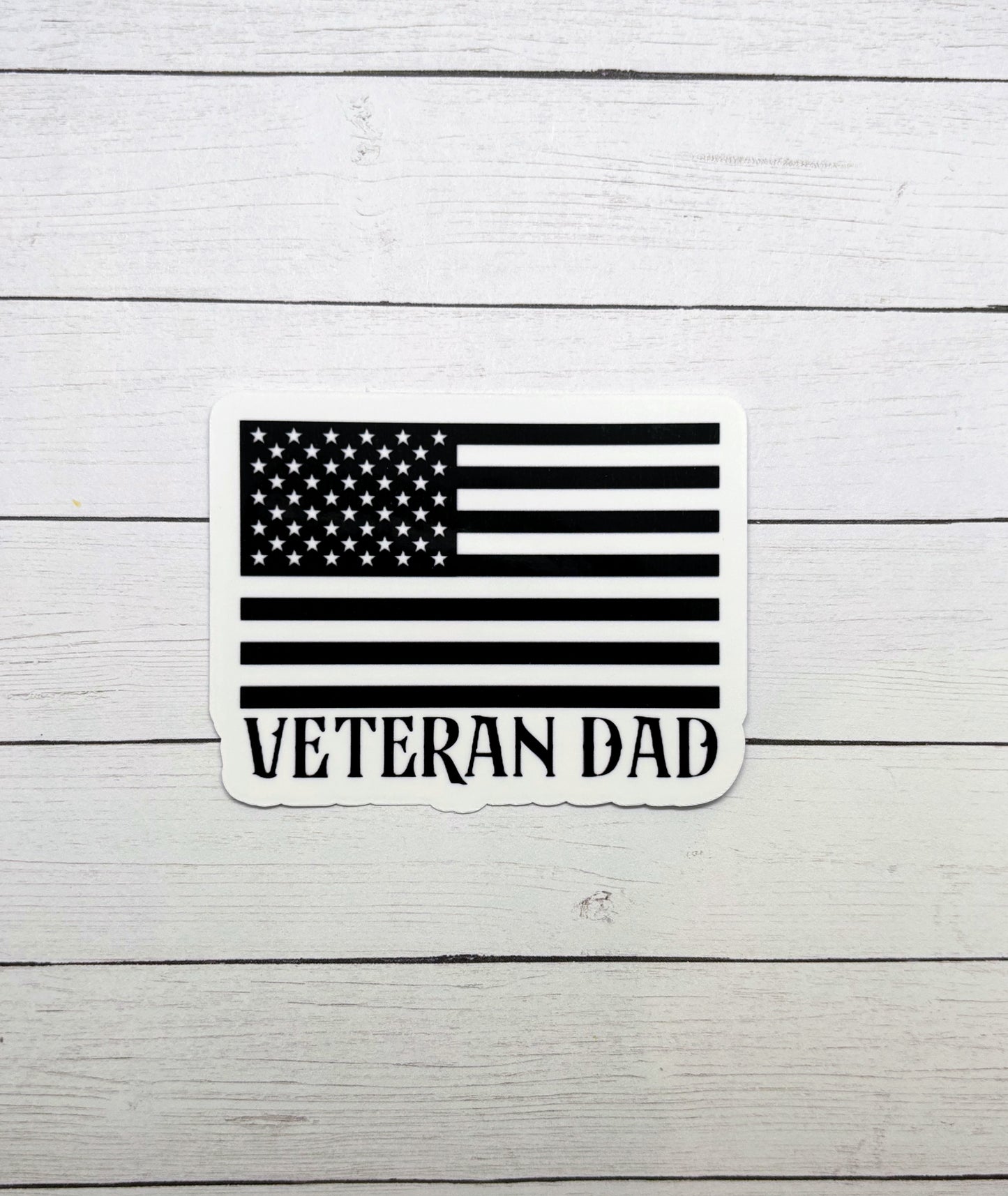 Veteran Dad with American Flag Sticker