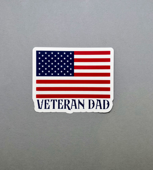 Veteran Dad with American Flag Sticker