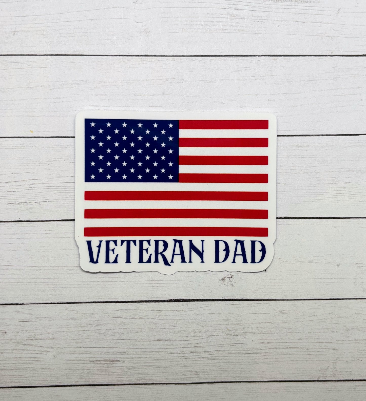 Veteran Dad with American Flag Sticker