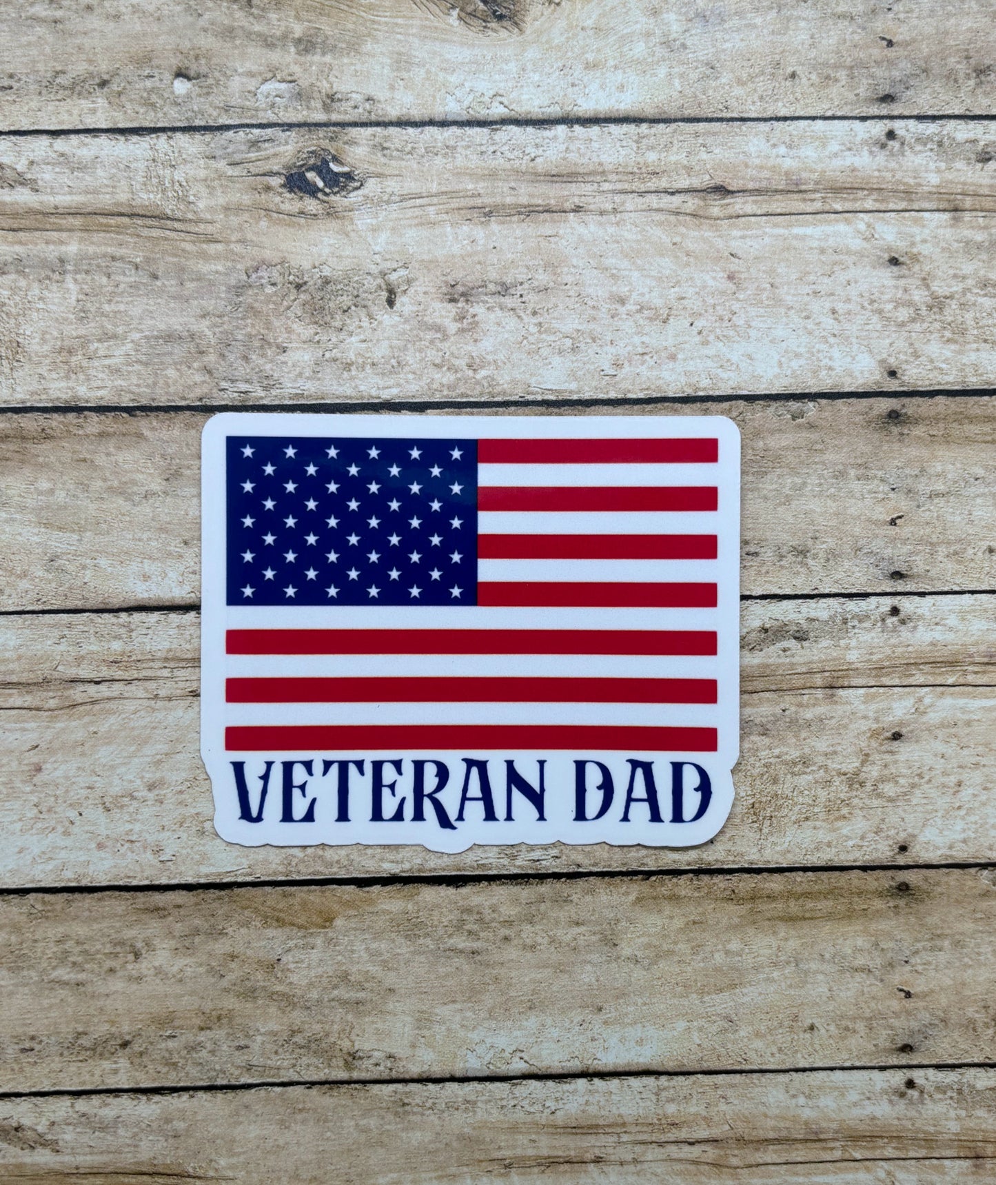 Veteran Dad with American Flag Sticker