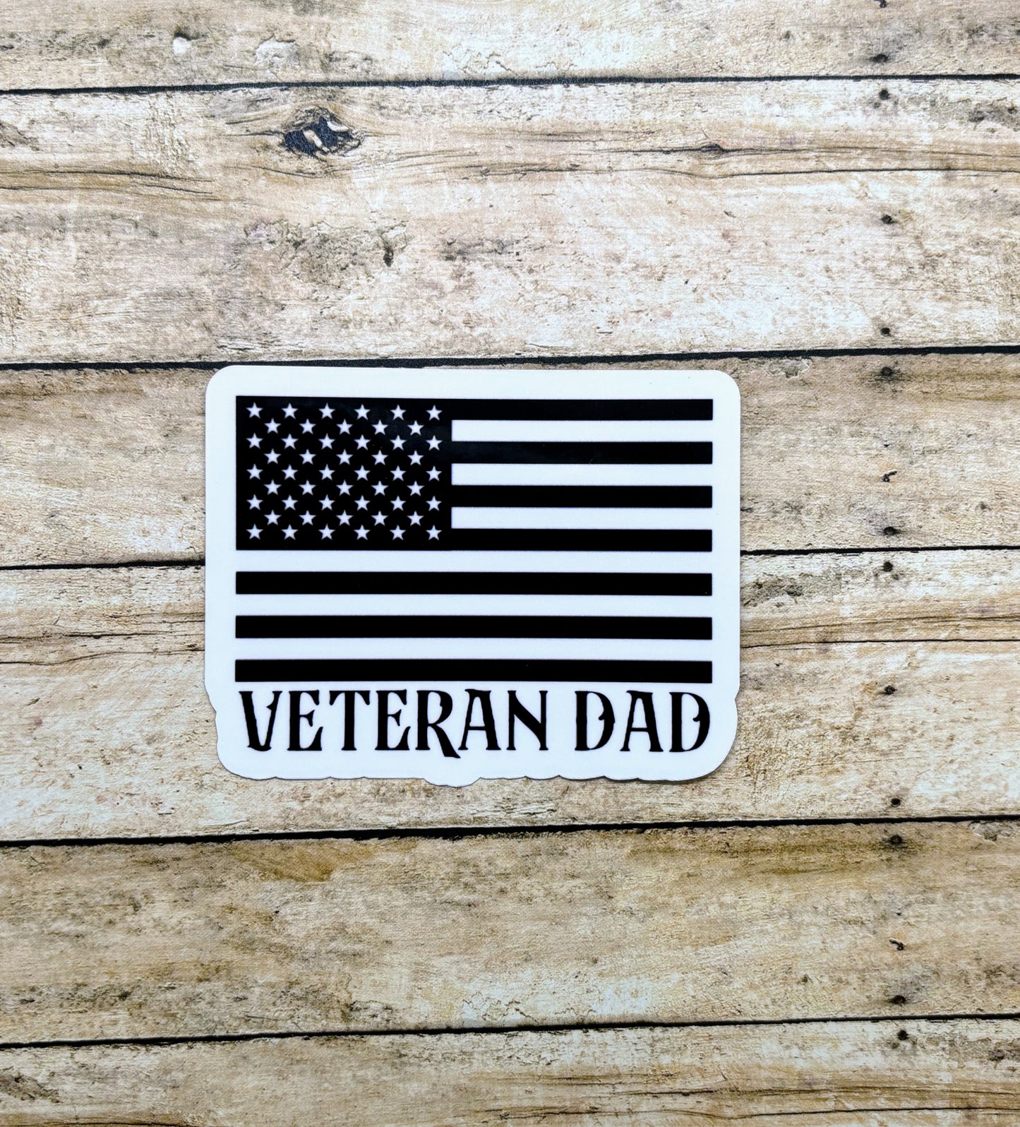 Veteran Dad with American Flag Sticker