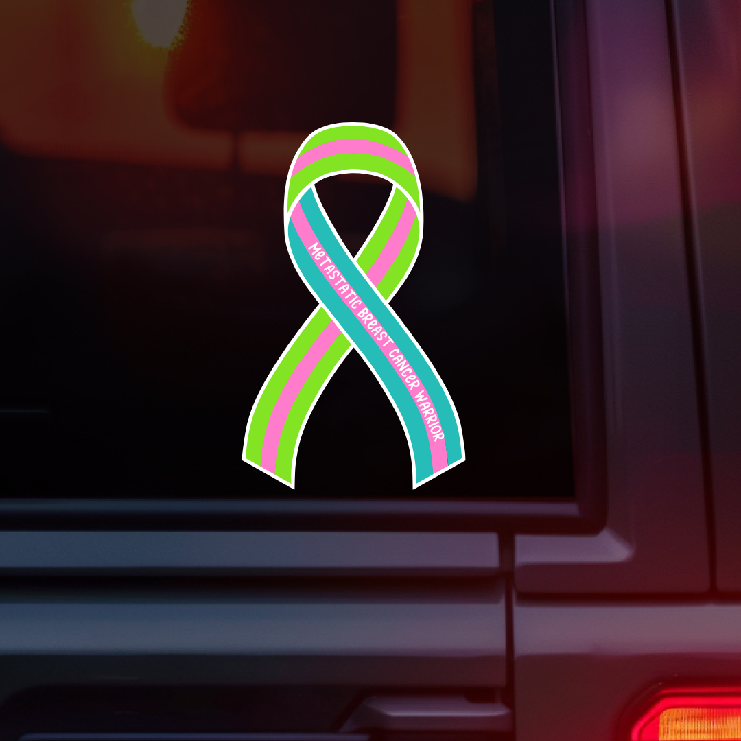 Metastatic Breast Cancer Warrior Ribbon Car Decal