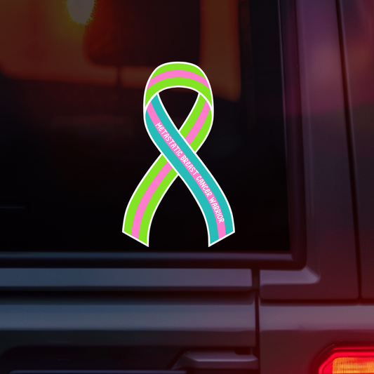 Metastatic Breast Cancer Warrior Ribbon Car Decal