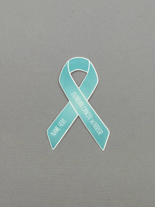 Ovarian Cancer Warrior Custom Ribbon Sticker