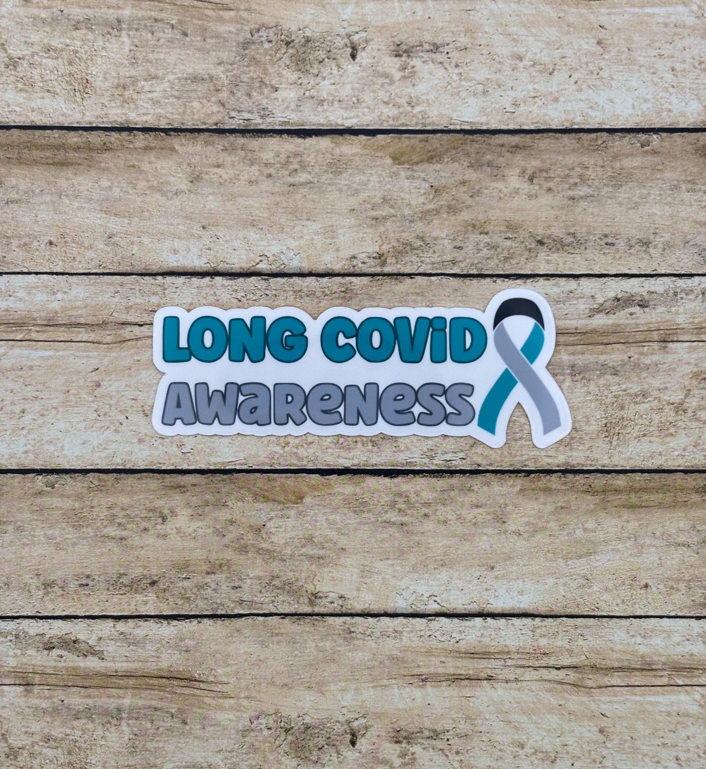 Long Covid Awareness with Ribbon Sticker